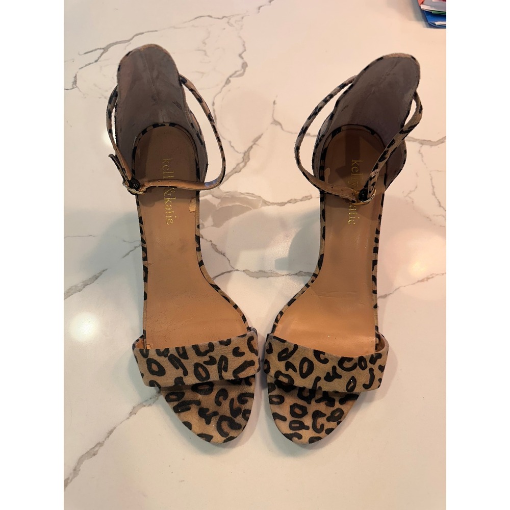 Kelly & Katie Nadia-KK Leopard Print Ankle Strap Heeled Sandals Womens Size 8M